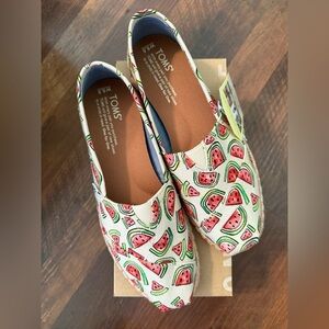 TOMS Watermelon Pattern Canvas Slip-Ons